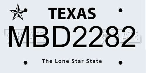 MBD2282 Texas License Plate