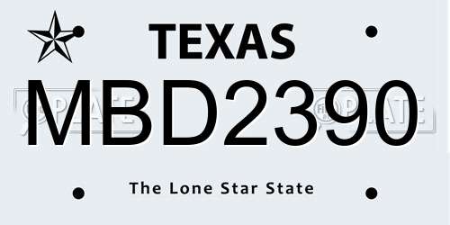MBD2390 Texas License Plate