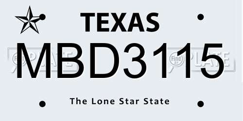 MBD3115 Texas License Plate