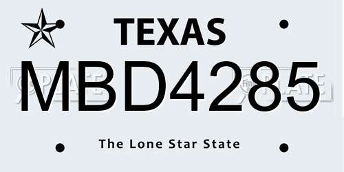 MBD4285 Texas License Plate