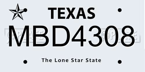 MBD4308 Texas License Plate