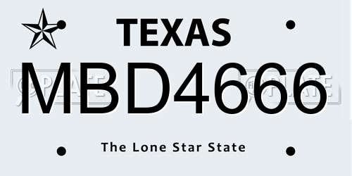 MBD4666 Texas License Plate