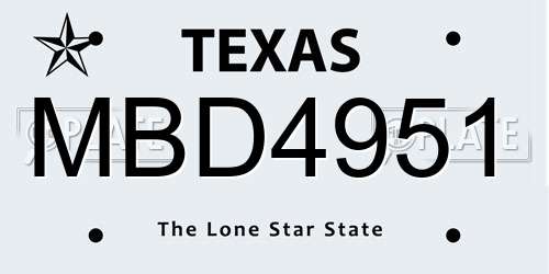 MBD4951 Texas License Plate