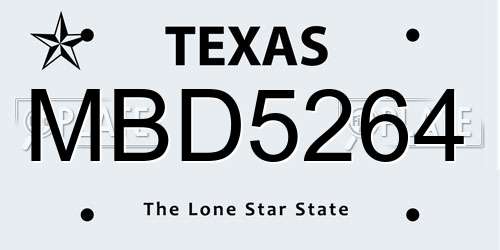 MBD5264 Texas License Plate