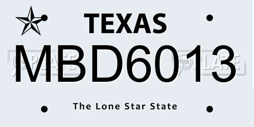 MBD6013 Texas License Plate