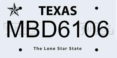 MBD6106 Texas License Plate