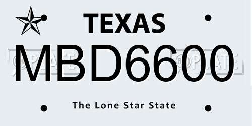 MBD6600 Texas License Plate