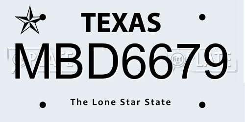 MBD6679 Texas License Plate