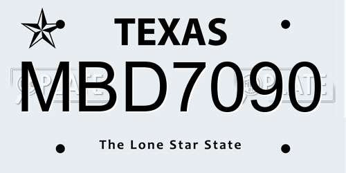 MBD7090 Texas License Plate