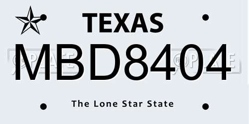 MBD8404 Texas License Plate