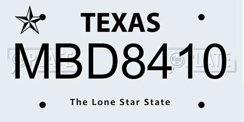 MBD8410 Texas License Plate