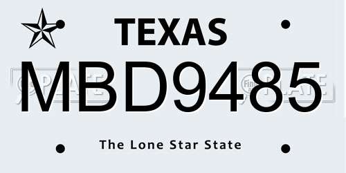 MBD9485 Texas License Plate