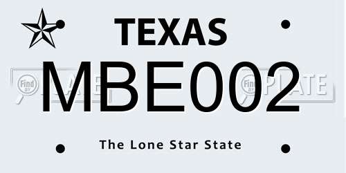 MBE002 Texas License Plate