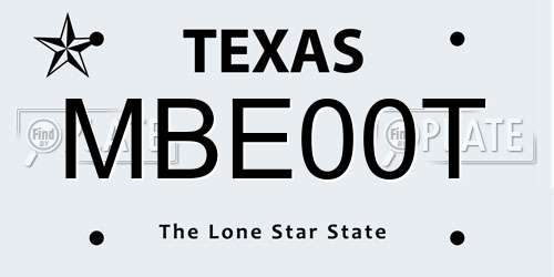 MBE00T Texas License Plate