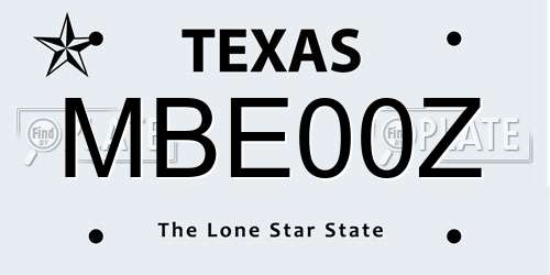 MBE00Z Texas License Plate