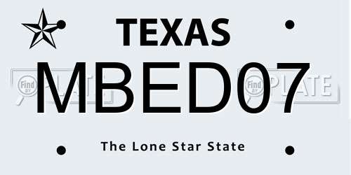 MBED07 Texas License Plate