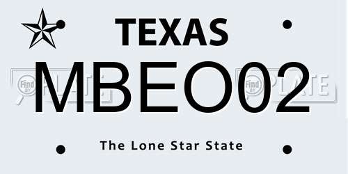 MBEO02 Texas License Plate