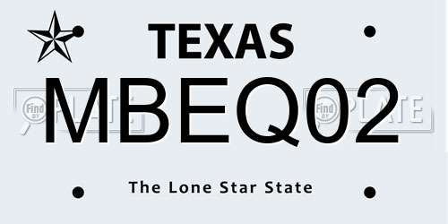MBEQ02 Texas License Plate