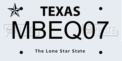 MBEQ07 Texas License Plate