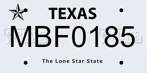 MBF0185 Texas License Plate