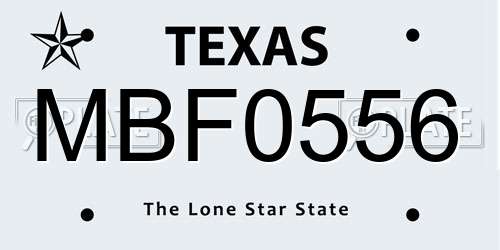 MBF0556 Texas License Plate