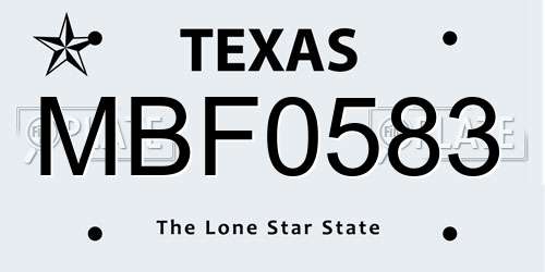 MBF0583 Texas License Plate