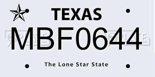 MBF0644 Texas License Plate