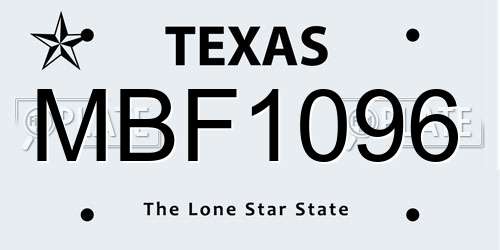 MBF1096 Texas License Plate