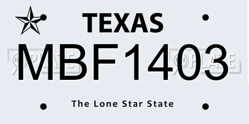MBF1403 Texas License Plate