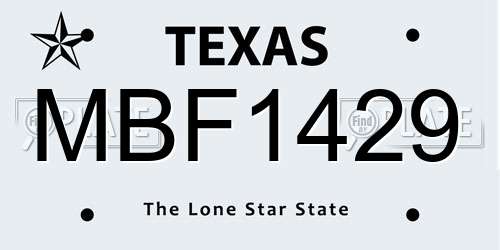 MBF1429 Texas License Plate