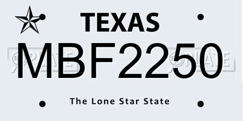 MBF2250 Texas License Plate