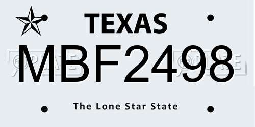 MBF2498 Texas License Plate