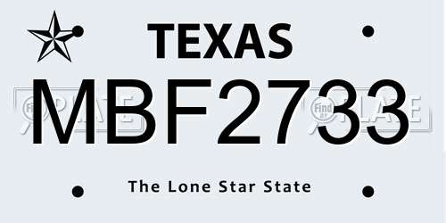 MBF2733 Texas License Plate