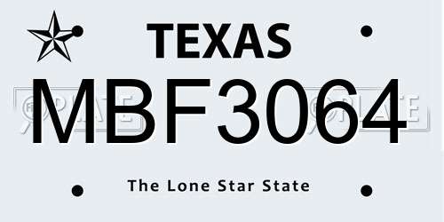 MBF3064 Texas License Plate