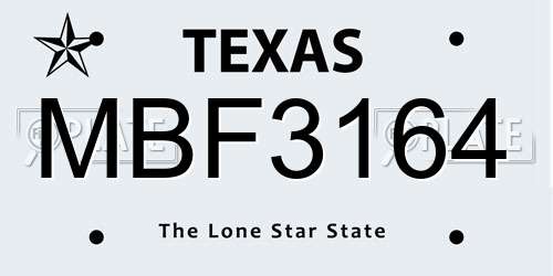 MBF3164 Texas License Plate