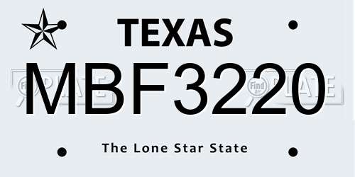 MBF3220 Texas License Plate