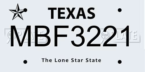 MBF3221 Texas License Plate