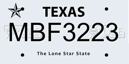 MBF3223 Texas License Plate