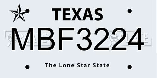 MBF3224 Texas License Plate
