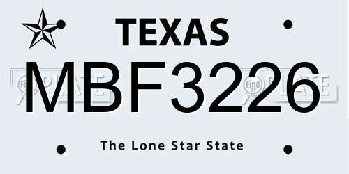 MBF3226 Texas License Plate