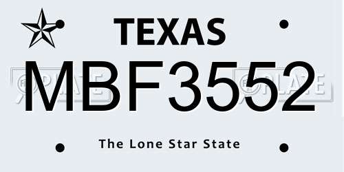 MBF3552 Texas License Plate
