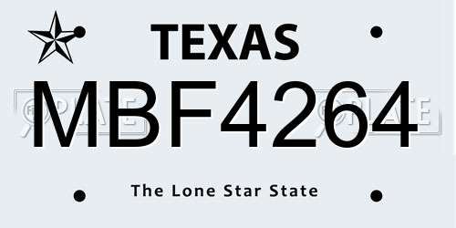 MBF4264 Texas License Plate