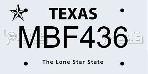 MBF436 Texas License Plate