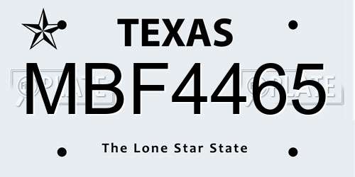 MBF4465 Texas License Plate