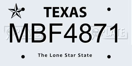 MBF4871 Texas License Plate