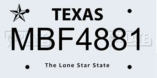 MBF4881 Texas License Plate