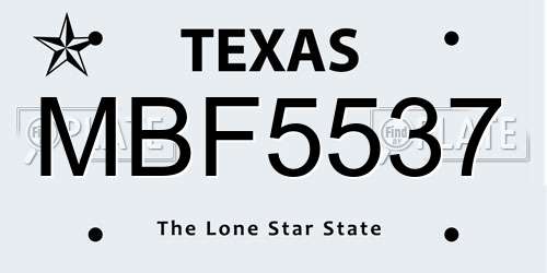 MBF5537 Texas License Plate