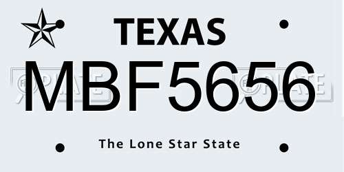 MBF5656 Texas License Plate