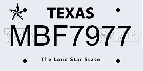 MBF7977 Texas License Plate