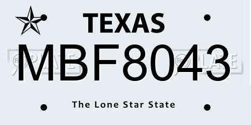 MBF8043 Texas License Plate